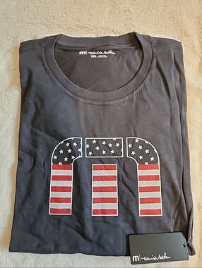 NEW Travis Mathew Star Bright Tee T-Shirt Navy Blue USA Flag Men's Size XXL 2XL